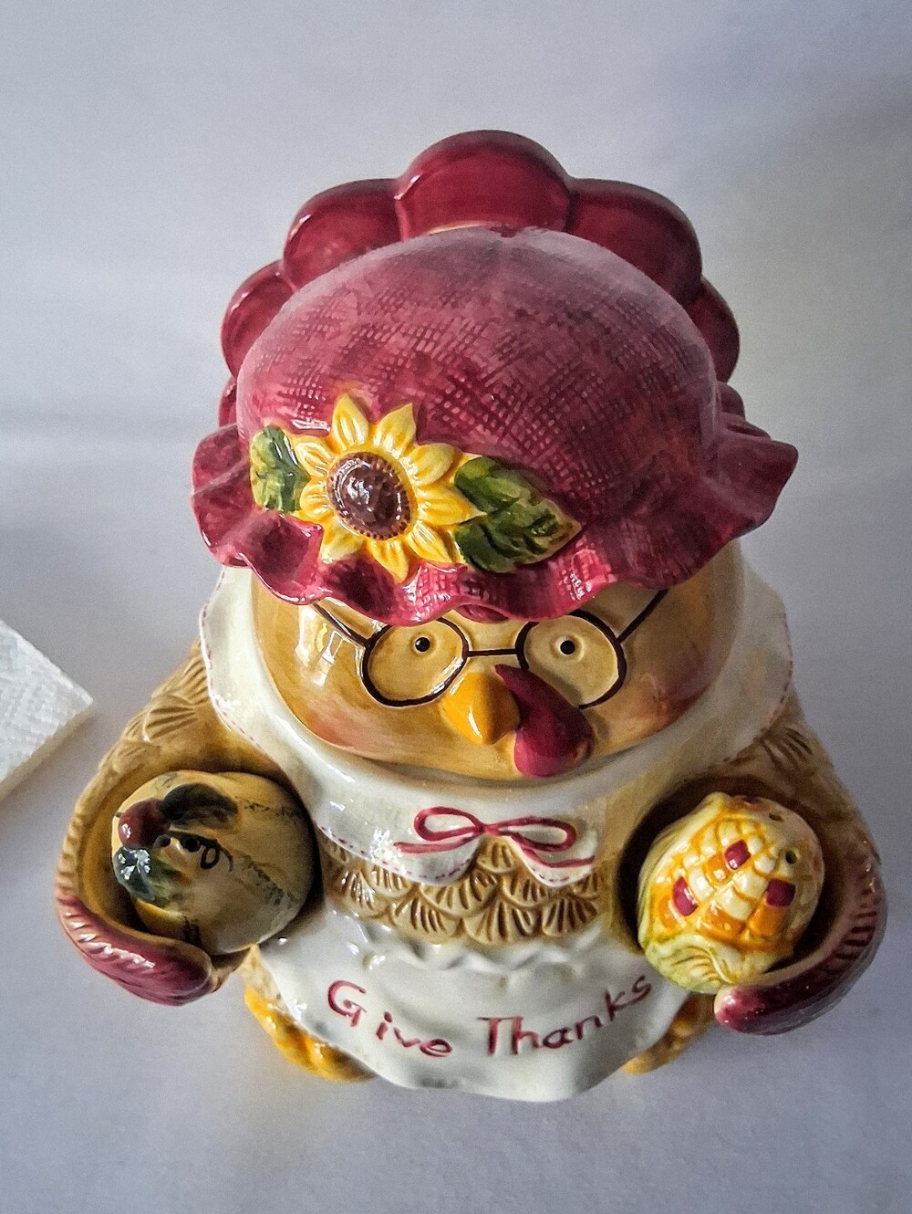 Vintage (Like New!) Ceramic Cookie Jar, Salt & Pepper, & Napkin Holder - Picture 5 of 12